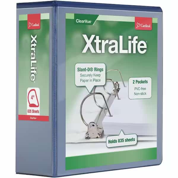 Xtralife ClearVue Locking SlantD Binders, Blue
