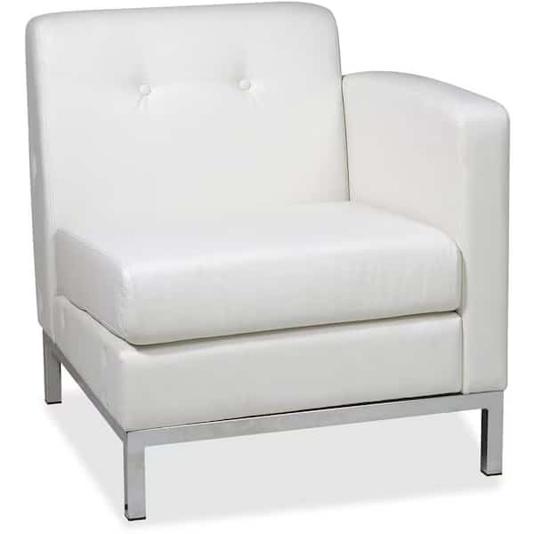 Collection: Wall Street Arm Chair, White Back, 27 in W 28" L 31" H, Built-in Arms, Leather Seat