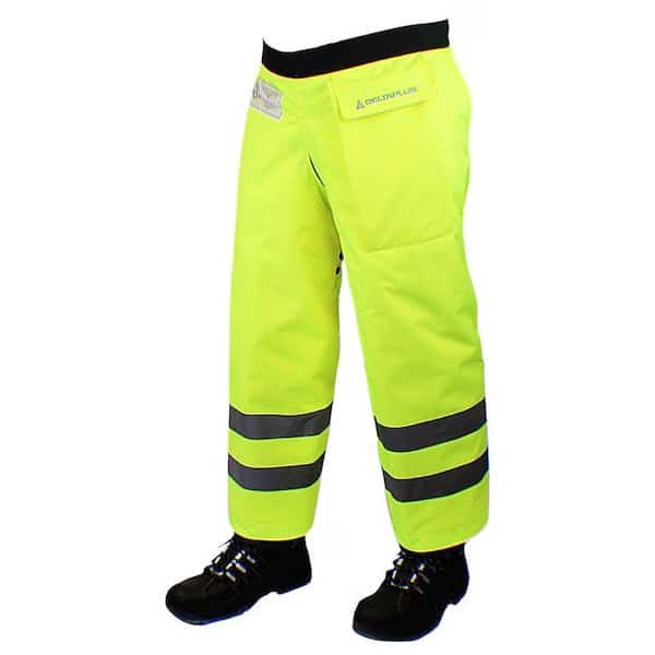 Chainsaw Protection, High-Visibility Yellow, Nylon, Size XL 26 to 46 in Waist Size, 39 in Length