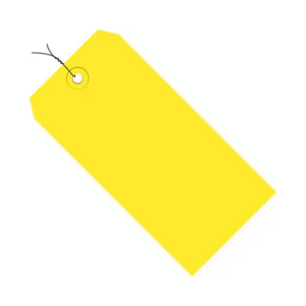 Shipping Tags, Pre-Wired, 13 Pt., 5 3/4" x 2 7/8", Yellow, PK1000