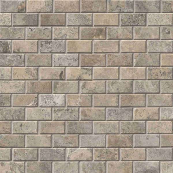 Silver 12 In. X 12 In. X 10 Mm Honed Travertine Mesh-Mounted Mosaic Wall Tile, 10PK