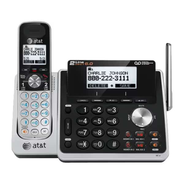 Cordless Phone, 2-Line, Dual CID/Call Waiting