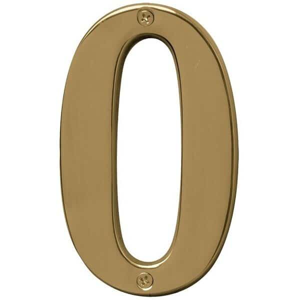 Prestige Series House Number, Character 0, 5 in H Character, Brass Character, Solid Brass