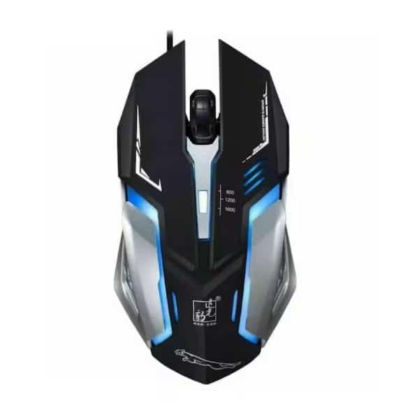Gaming Mouse 4 Button USB Wired LED Breathing Fire Button 1600 DPI Laptop PC BLACK