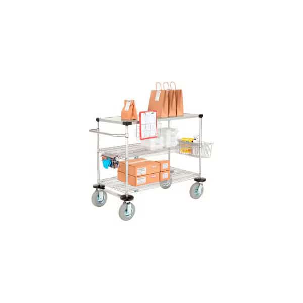 Curbside Cart, Nexelate, 36L x 24W x 43H, 2 Wire, 1 Solid Shelf, Pneumatic Casters