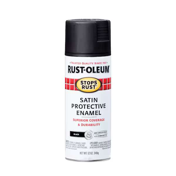 Spray Paint, Black, Satin, Solvent, 12 oz