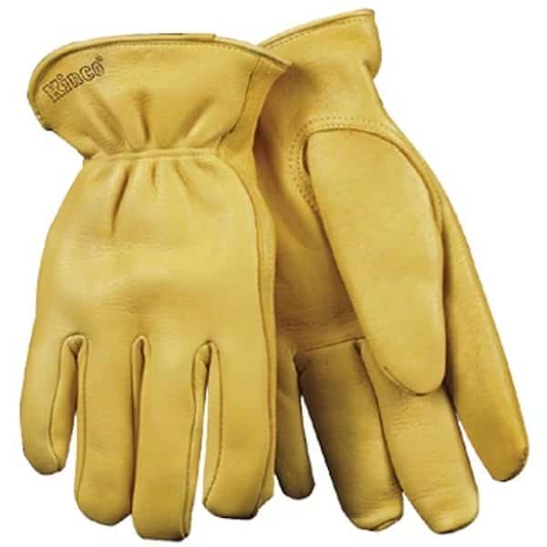 Driver Gloves, Men's, L, 10 in L, Keystone Thumb, EasyOn Cuff, Deerskin Leather, Yellow