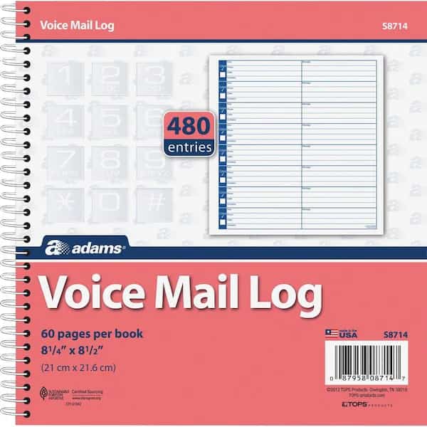 Book, Log, Voicemail, 8.5X8.25 2PK