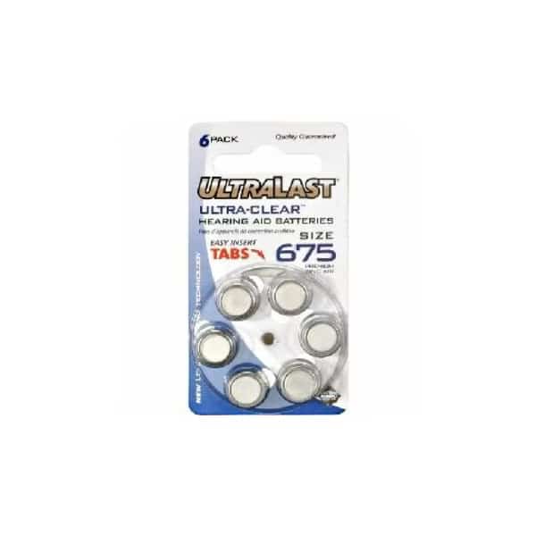 NABC UltraLast UL675HA Size 675 Ultra-Clear Hearing Aid Battery - Zinc Air - 1.4V DC