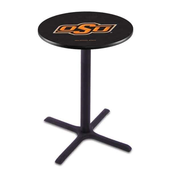 36" Blk Wrinkle Oklahoma State Pub Table, 36" dia. Top