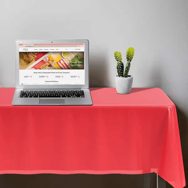 54 x 108 Red Rectangular Disposable Plastic Tablecloths 96 Tablecloths, 96PK