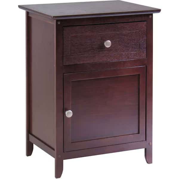 Winsome 94215 Night Stand- Accent Table with Drawer and cabinet for storage- Antique Walnut