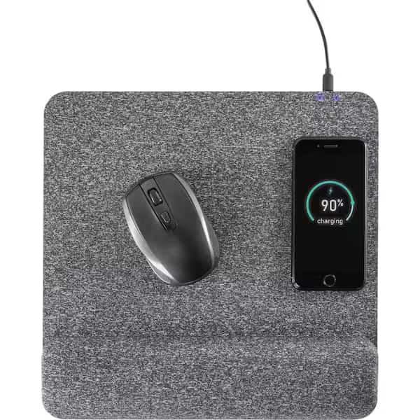 PowerTrack Plush Wireless Charging Mousepad  32304, Gray, Allsop, Mfr#: ASP32304