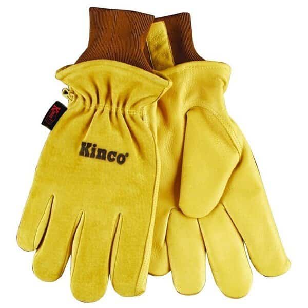 Protective Gloves, Men's, M, 13 in L, Keystone Thumb, Knit Wrist Cuff, Pigskin Leather, Gold