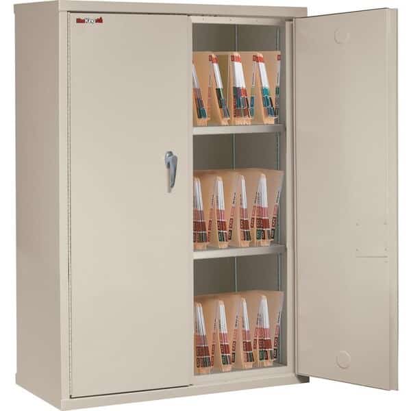 FireKingÂ Fireproof Storage Cabinet W/End Tab Inserts, 36"Wx19-1/4"Dx44"H, Parchment, Assembled