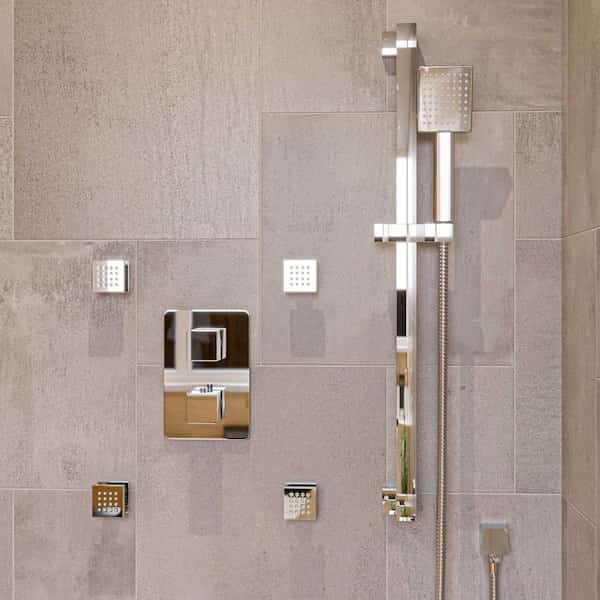 Polished Chrome 3 Way Thermostatic Shower Set W/ Body Sprays