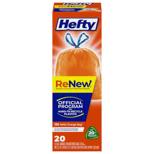 Hefty ReNew 13 gal No Scent Scent Recycling Bags Drawstring 20 pk 1.01 mil