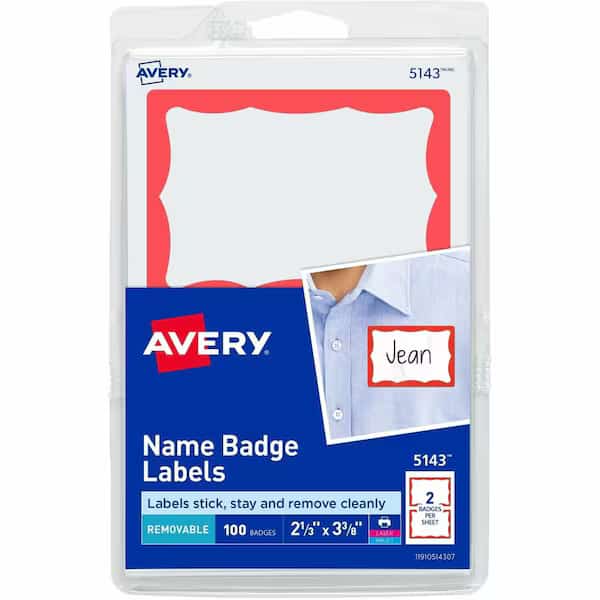 Name Tag Stickers, White Rectangl, PK100