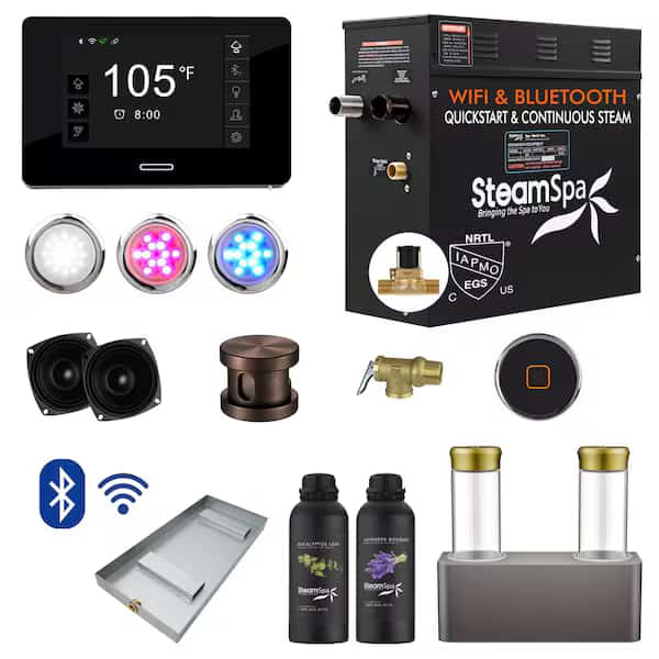 6kW QuickStart Steam Bath Generator with Dual Aroma Pump in Oil Rubbed Bronze