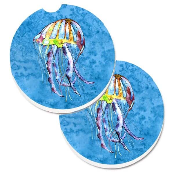 Jellyfish Set of 2 Cup Holder Car Coaster, Carolines Treasures, Mfr#: 8682CARC