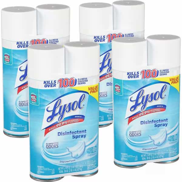 LYSOL Disinfectant Spray, Crisp Linen, 19 Oz. Aerosol Spray, 2/Pack, 4 Packs/Carton