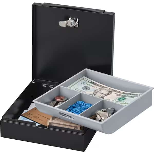 Drawer Safe, Steel, Key Lock, Black