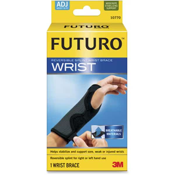 Adjustable Reversible Splint Wrist Brace, Fits Wrists 5.5-8.5in, Black
