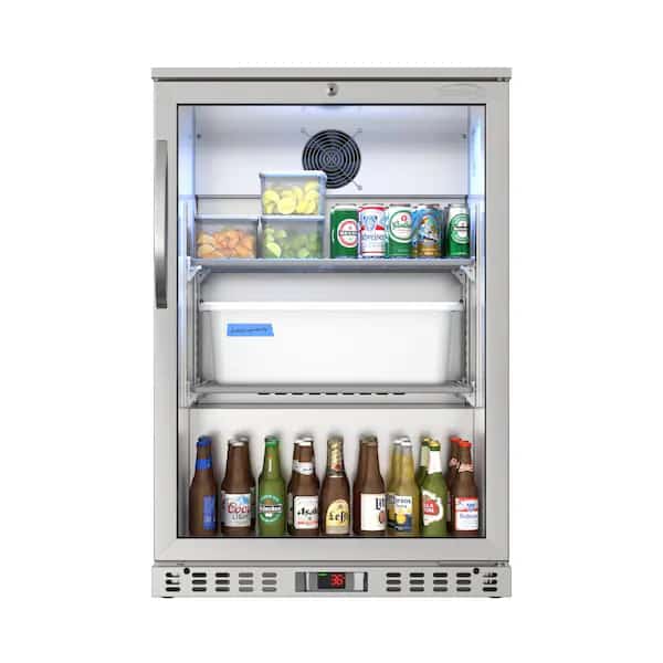 One Door Stainless Steel Back Bar Cooler Counter Height Beverage Refrigerator, Mini Drink Fridge