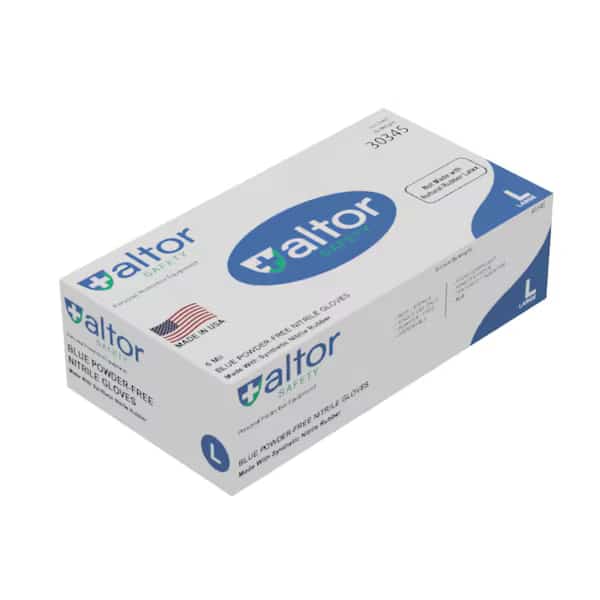 Disposable Gloves, 6 mil Palm, Nitrile, Powder-Free, S, 50 PK, Light Blue