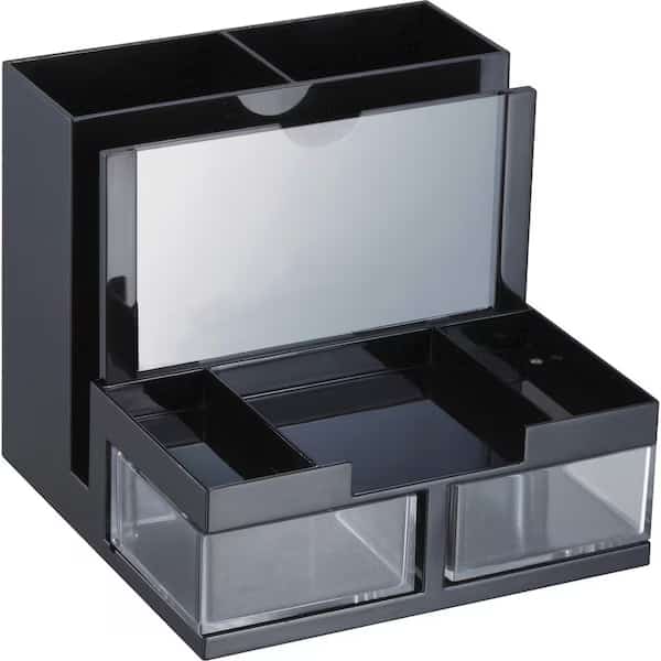 Officemate Desk Organizer with 9 Compartments & 3" x 5" Photo Frame Clear