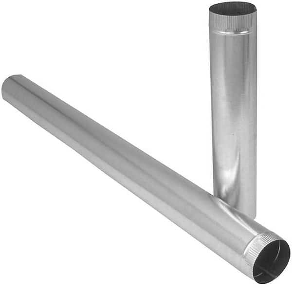 Duct Pipe, 3 in Dia, 24 in L, 30 Gauge, Galvanized Steel, Galvanized