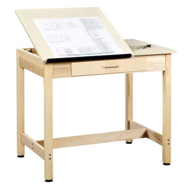 Rectangle Drafting Table, 2 pcs., Top, 36"x24"x30", 36" W, 30" H, Almond