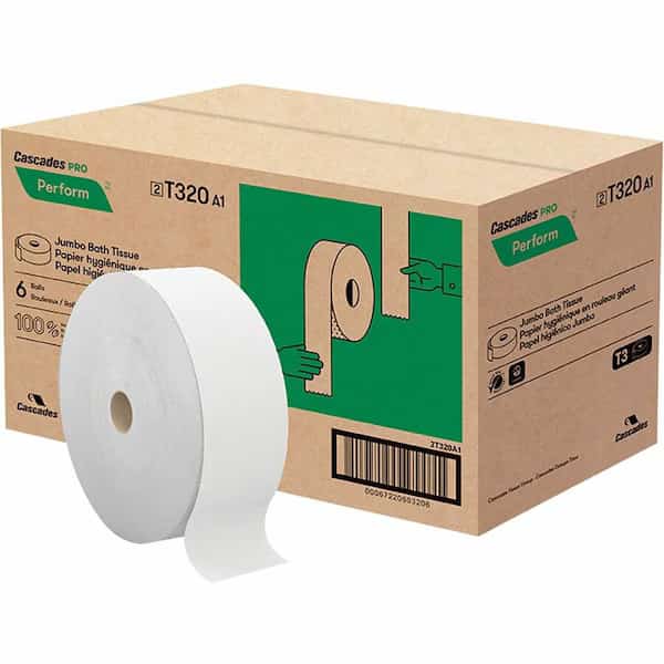 White 2-Ply Jumbo Toilet Paper Roll, PK6