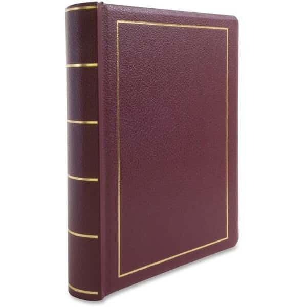 Wilson Jones Minute Book, 8-1/2" x 11", Red Leather Cover, 250 Pages/Book