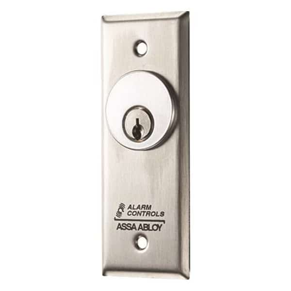 Alarm Controls MCK-1-3 Mortise Key Switch - Wall Mountable for Mortise Cylinder - Stainless Steel
