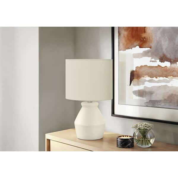 Lighting, 17 in.H, Table Lamp, Cream Ceramic, Ivory / Cream Shade, Modern