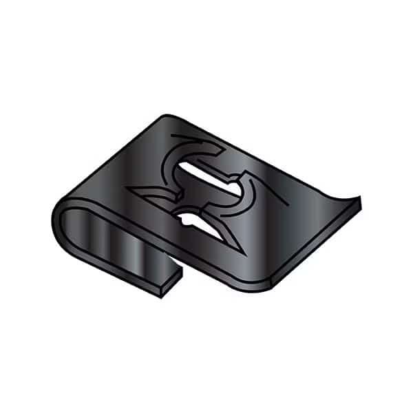 Spring Nut, #6-32, J Shape, Steel, Black Phosphate Finish, 3000 PK