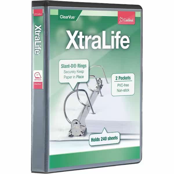 Xtralife ClearVue Locking SlantD Binders, Black