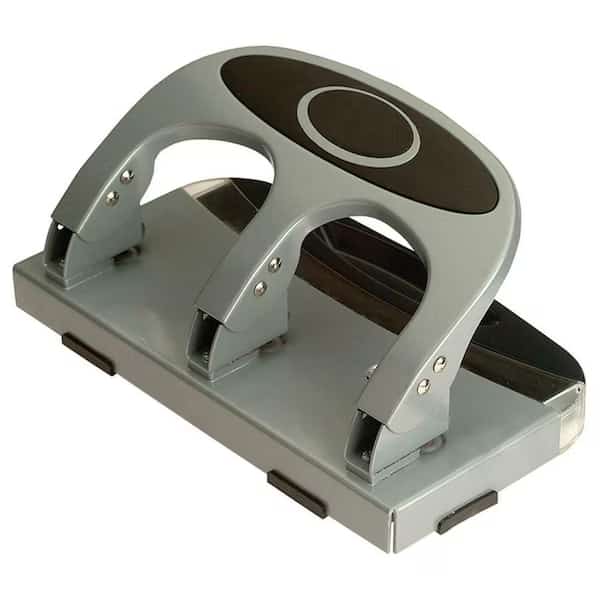 Heavy Duty Paper Punch, Three Hole, Silver