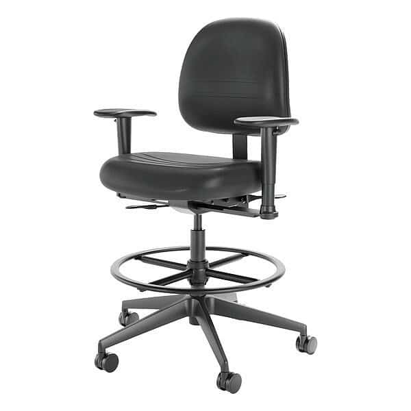 Polyurethane Task Chair, 22-3/4" to 33-1/4", Adjustable Arms, Black