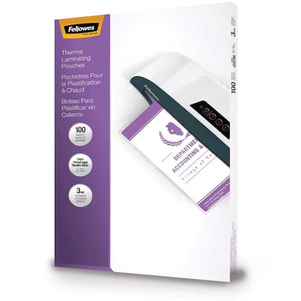 Pouch, Laminate, Legal, 3Mil, PK100, Fellowes, Mfr#: 52455