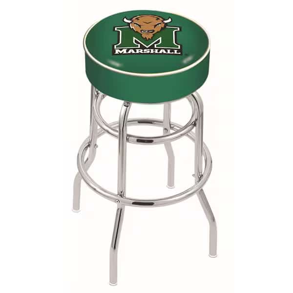 30" 4" Marshall Cushion Seat, Double-Ring Chrome Swivel Bar Stool