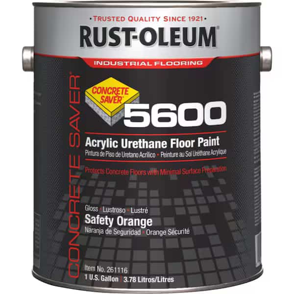 1 gal Floor Paint, Gloss Finish, Safety Orange, Solvent Base