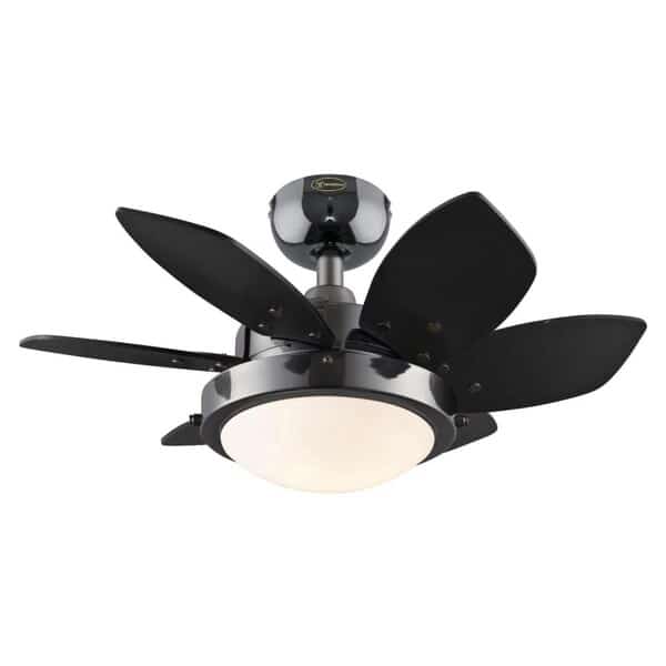24 in. Gun Metal Opal Frosted Glass Indoor Ceiling Fan with Reversible Blades Black & Graphite
