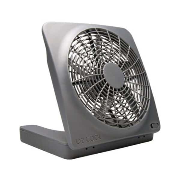 10" Blade Dia Compact Fan, 2 Speeds, Gray, Plug-in with the AC adapter