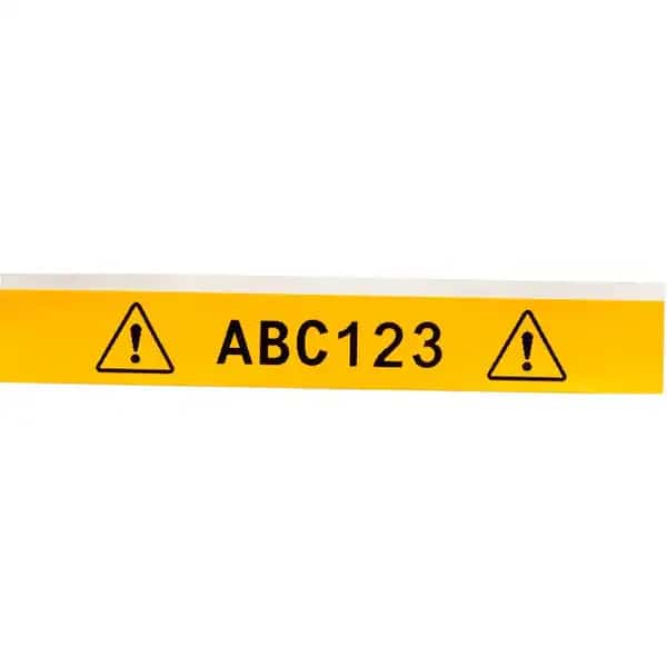 All Weather Permanent Adhesive Vinyl Label Tape, 1/2 in W x 21 ft L, Black on Yellow, BRADY, Mfr# M21-500-595-YL