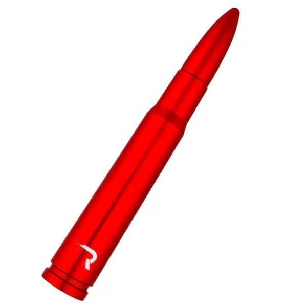 .50 CAL BULLET SHAPED EXTENDED RANGE ALUMINUM 8IN SHORTY ANTENNA RED