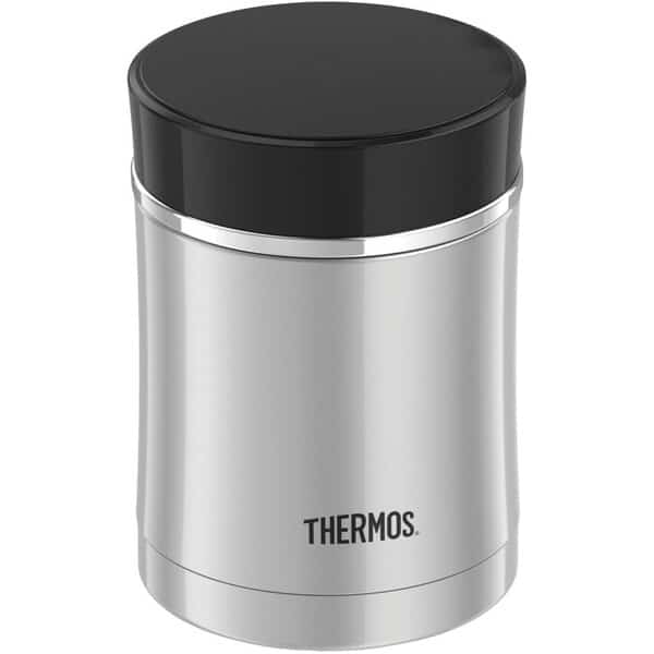 Sipp Stainless Steel Food Jar, 16 oz., Stainless Steel / Black