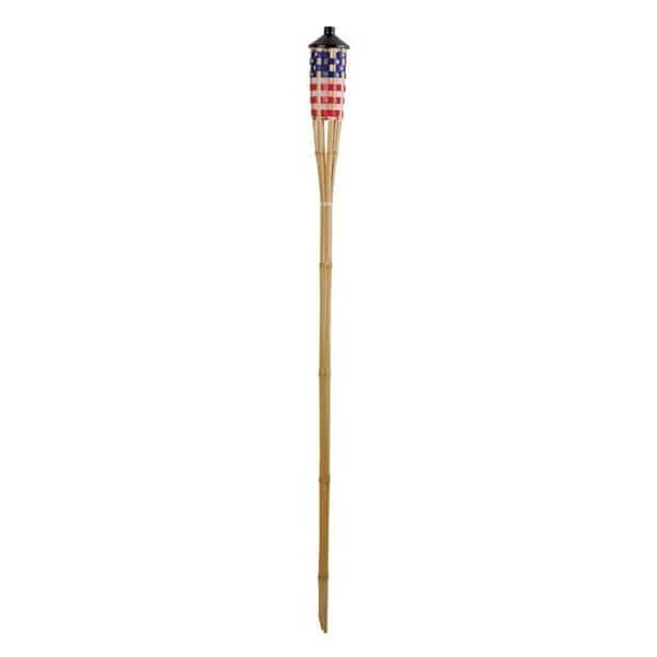 Stars and Stripes Bamboo Torch, 354 in H, Bamboo, Fiberglass, and Metal, Red, White, Blue