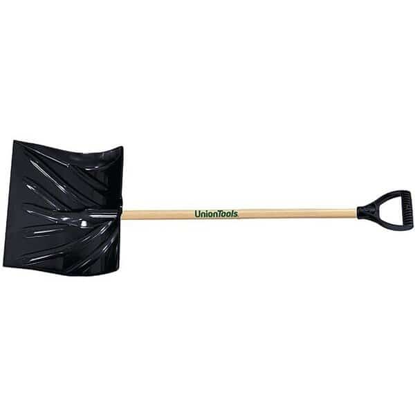 Snow Shovel, 18 in W Blade, 512 in L Blade, Combo Blade, Polyethylene Blade, Wood Handle